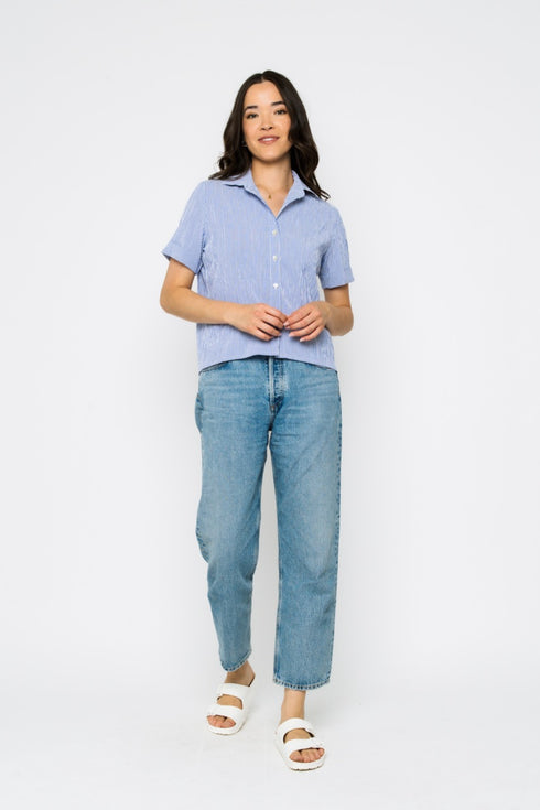 Nina-Roll Cuff Short Sleeve Shirt